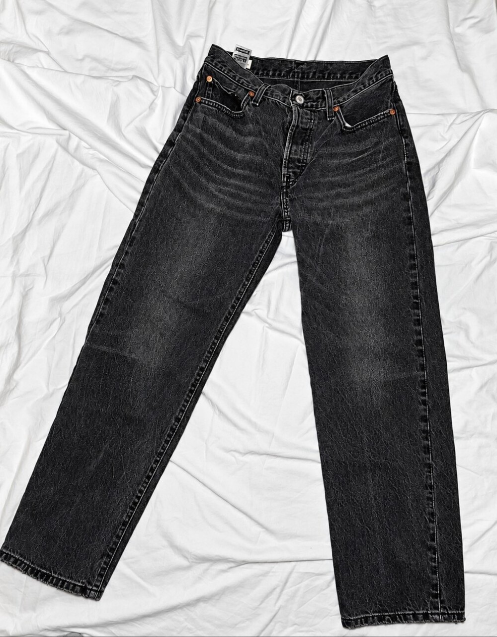 Levi’s 501 Big E Red Tab Black Jeans W26 L30 Button Fly Straight Leg